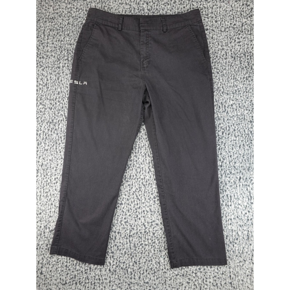 Tesla Chino Pants Mens 36x28 Black Embroidered Logo Employee Uniform‎ TSL8414
